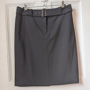W by Worth Belted Navy Wool Pencil Skirt - Size 8